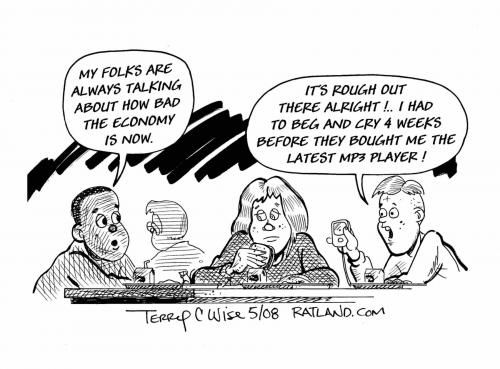 Cartoon: The economy is rough out there (medium) by terry tagged economy,gas,oil,dollar,stocks