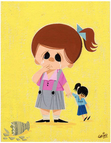 Cartoon: Girl With Doll (medium) by LAINO tagged girl,doll