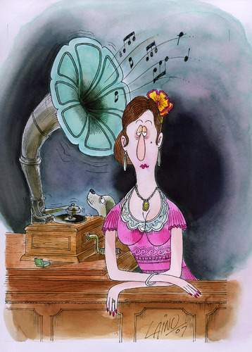 Cartoon: Vitrola Record Player (medium) by LAINO tagged vitrola,record,player