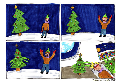 Cartoon: Merry XMas (medium) by Blogrovic tagged xmas,adventskalender,weihnachten,alien,außerirdische,entführung,abduction,ufo,weihnachtsbaum,christmastree