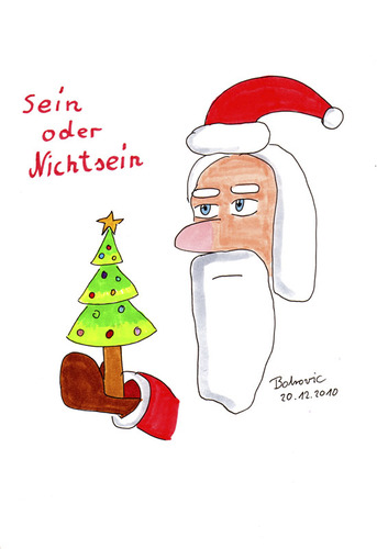 Cartoon: Sein oder Nichtsein (medium) by Blogrovic tagged adventskalender,weihnachtsmann,santa,hamlet,william,shakespeare,weihnachten,weihnachtsbaum