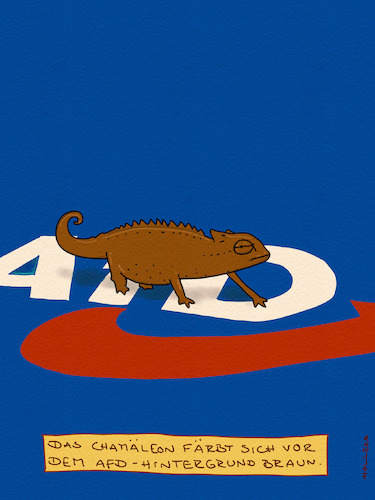 Cartoon: Chamäleon (medium) by hollers tagged chamäleon,agd,gesichert,rechtsextrem,färben,verfassungsschutz,einstufung,demokratie,braun,chamäleon,agd,gesichert,rechtsextrem,färben,verfassungsschutz,einstufung,demokratie,braun