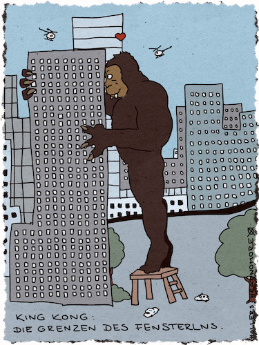 Cartoon: Die Grenzen des Fensterlns (medium) by hollers tagged king,kong,kingkong,affe,mutation,film,science,fiction,wolkenkratzer,fensterln,hochhaus,liebe,bayern,fenster,king,kong,kingkong,affe,mutation,film,science,fiction,wolkenkratzer,fensterln,hochhaus,liebe,bayern,fenster