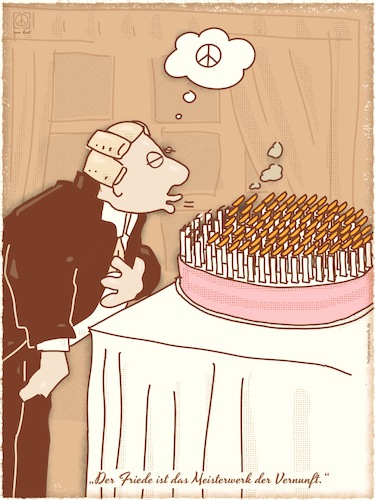 Cartoon: Kant zum Geburtstag (medium) by hollers tagged immanuel,kant,geburtstag,frieden,wunsch,meisterwerk,vernunft,kerzen,auspusten,immanuel,kant,geburtstag,frieden,wunsch,meisterwerk,vernunft,kerzen,auspusten