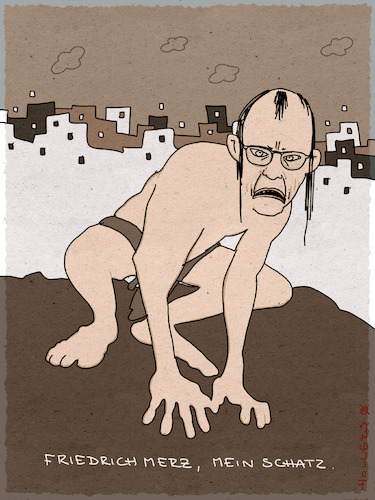 Cartoon: Mein Schatz! (medium) by hollers tagged friedrich,merz,gollum,bundestag,brandmauer,afd,ringe,schatz,macht,kanzler,kanzlerkandidat,demokratie,immigration,friedrich,merz,gollum,bundestag,brandmauer,afd,ringe,schatz,macht,kanzler,kanzlerkandidat,demokratie,immigration