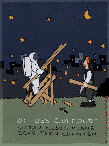 Cartoon: Mond (medium) by hollers tagged musk,mond,weltall,private,raumfahrt,raumtourismus,treppe,zimmermann,ökologie,energie,umwelt,klima,musk,mond,weltall,private,raumfahrt,raumtourismus,treppe,zimmermann,ökologie,energie,umwelt,klima