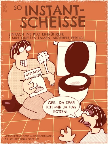 Cartoon: So Instantscheisse (medium) by hollers tagged fertiggerichte,essstörungen,instantprodukte,fertigprodukte,fertigscheiße,ernährung,slowfood,fastfood,bulimie,fertiggerichte,essstörungen,instantprodukte,fertigprodukte,fertigscheiße,ernährung,slowfood,fastfood,bulimie