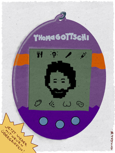 Cartoon: Thomagottschi (medium) by hollers tagged thomas,gottschalk,tamagotchi,übergriffe,entertainer,tv,fernsehen,wettendass,moderator,grabschen,frauenfeindlich,thomas,gottschalk,tamagotchi,übergriffe,entertainer,tv,fernsehen,wettendass,moderator,grabschen,frauenfeindlich