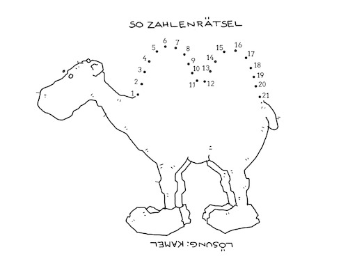 Cartoon: Zahlenrätsel (medium) by hollers tagged rätsel,kamel,punkt,zu,rätsel,kamel,punkt,zu