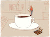 Cartoon: Good morning! (small) by hollers tagged morning,coffee,radio,news,newspaper,suicide,sugar,drown