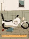 Cartoon: Harley under Trump (small) by hollers tagged harley,davidson,trump,zölle,motorrad,europa,wc,klo