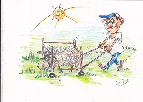 Cartoon: Eco System (medium) by Erki Evestus tagged farmer,sheep