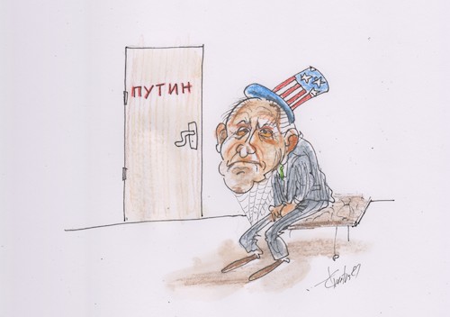 Cartoon: Putin (medium) by Erki Evestus tagged russia,putin,america,door,behind
