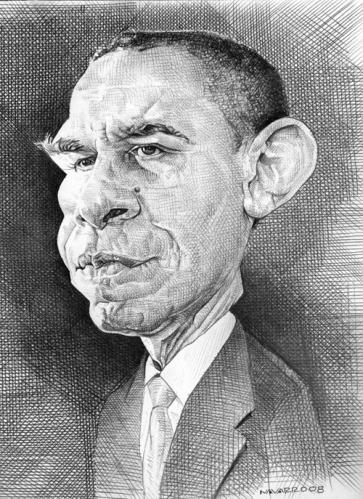 Cartoon: Barack  Obama (medium) by salnavarro tagged presidential,race,usa,caricature,pencil