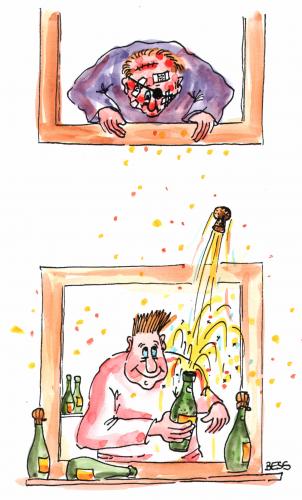 Cartoon: Sektlaune (medium) by besscartoon tagged besscartoon,bess,sekt,feiern,fete,alkohol,fest,männer
