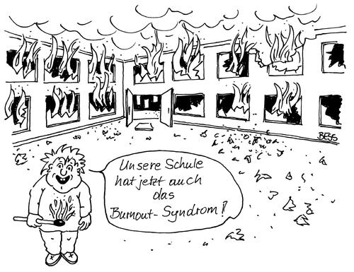 Cartoon: Burnout (medium) by besscartoon tagged besscartoon,bess,kinder,feuer,burnout,schadenfreude,pädagogik,schule