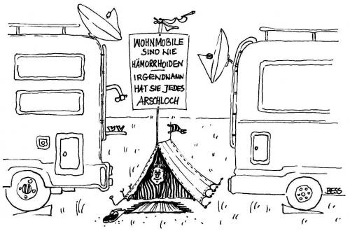 Cartoon: Camping (medium) by besscartoon tagged zelt,wohnmobil,mann,camping,bess,besscartoon