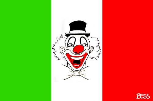 Cartoon: Clownsrepublik Italien (medium) by besscartoon tagged besscartoon,bess,fahne,europa,flagge,italien,wahlen,silvio,beppo,peppe,berlusconi,politik,grillo,korruption,steinbrück,eu,clown