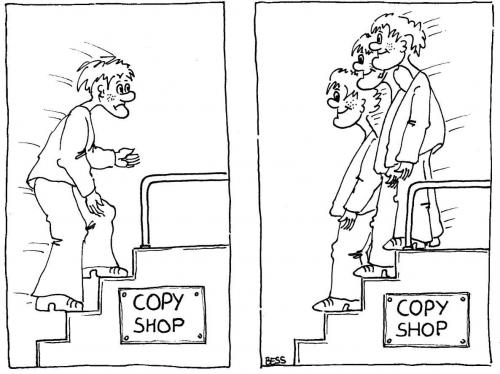 Cartoon: copy shop (medium) by besscartoon tagged mann,männer,copy,shop,bess,besscartoon