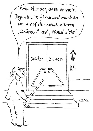 Cartoon: Drücken und Ziehen (medium) by besscartoon tagged mann,drogen,rauchen,fixen,drücken,ziehen,jugendliche,bess,besscartoon