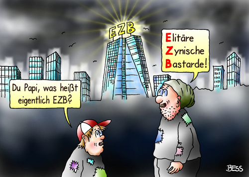 Cartoon: EZB (medium) by besscartoon tagged besscartoon,bess,bastard,zynisch,elitär,mario,dragi,ezb,zentralbank,sparer,ersparnisse,krise,euro,europa,eu,finanzen,geld