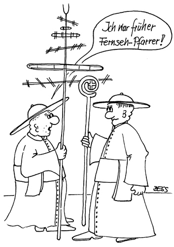 Cartoon: Fernsehpfarrer (medium) by besscartoon tagged kirche,katholisch,religion,pfarrer,bischof,fernseh,fernsehpfarrer,bess,besscartoon