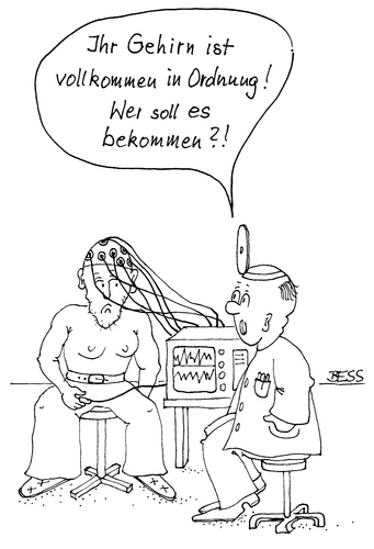 Cartoon: Fragen kostet nichts! (medium) by besscartoon tagged arzt,patient,gehirn,gesund,krank,organspende,bess,besscartoon