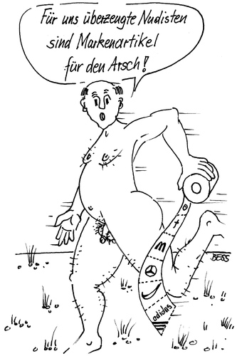 Cartoon: Für den Arsch (medium) by besscartoon tagged fkk,nudisten,markenartikel,nackt,bess,besscartoon