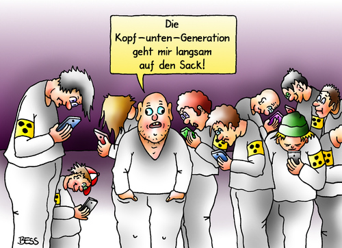 Cartoon: Generation-Kopf-unten (medium) by besscartoon tagged smart,phone,handy,generation,kopf,unten,jugend,kommunikation,internet,netzwerk,technik,blind,blindheit,bess,besscartoon