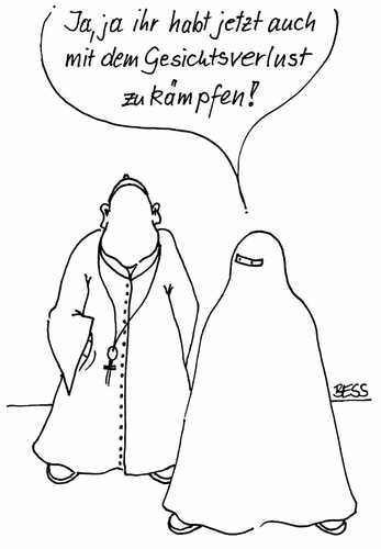 Cartoon: Gesichtsverlust (medium) by besscartoon tagged besscartoon,bess,missbrauch,burka,islam,katholisch,religion
