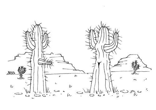 Cartoon: Go West (medium) by besscartoon tagged wild,west,wilder,westen,kaktus,kakteen,mann,frau,paar,beziehung,liebe,geschlechter,bess,besscartoon
