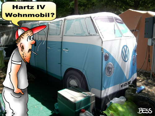 Cartoon: Hartz IV - Wohnmobil (medium) by besscartoon tagged mann,camping,hartz,iv,armut,arm,vw,bus,vwbus,bess,besscartoon