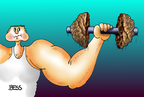 Cartoon: Hirnlos (medium) by besscartoon tagged kraft,hantel,mann,sport,anabolika,doping,bodybuilder,hirn,gehirn,intelligenz,bess,besscartoon,kraftsport