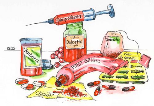 Cartoon: Na denn prost (medium) by besscartoon tagged wein,drogen,spritze,tablette,medikamente,besscartoon,bess