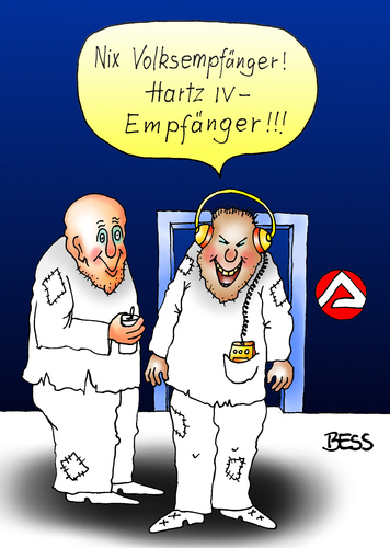 Cartoon: Nix Volksempfänger (medium) by besscartoon tagged hartz,hartz4,volksempfänger,arbeit,arbeitslos,arge,job,jobcenter,bess,besscartoon