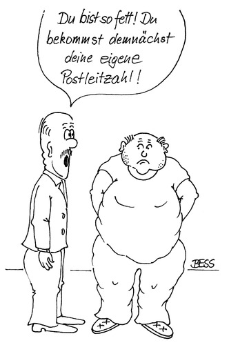 Cartoon: freundschaftlicher Rat (medium) by besscartoon tagged besscartoon,bess,postleitzahl,post,übergewicht,fett,männer