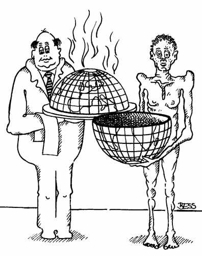 Cartoon: ohne Titel (medium) by besscartoon tagged armut,reichtum,essen,nord,süd,männer,hunger,bess,besscartoon