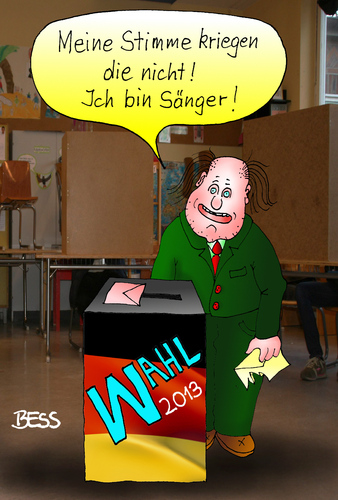 Cartoon: Qual der Wahl (medium) by besscartoon tagged brd,deutschland,wahl,qual,sänger,stimme,bundestagswahl,wahlurne,bess,besscartoon