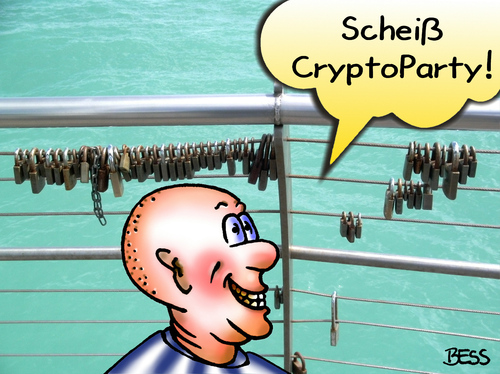 Cartoon: Scheiß CryptoParty (medium) by besscartoon tagged besscartoon,bess,computersicherheit,meer,schloß,schlüssel,verschlüsselung,cryptoparty,computer,technik