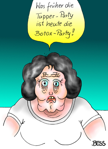 Cartoon: so ändern sich die Zeiten (medium) by besscartoon tagged besscartoon,bess,schönheit,party,tupperware,botox,frau