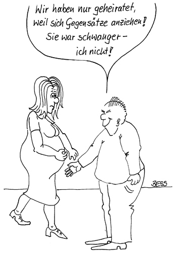 Cartoon: Traumpaar (medium) by besscartoon tagged bess,familie,schwanger,heirat,ehe,paar,frau,mann,besscartoon