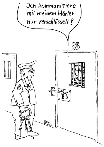 Cartoon: verschlüsselte Kommunikation (medium) by besscartoon tagged jva,gefängnis,sträfling,wärter,kommunikation,bess,besscartoon