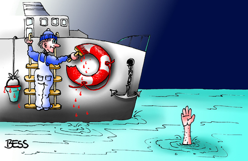 Cartoon: wahre Hilfsbereitschaft (medium) by besscartoon tagged meer,schiff,rettungsring,ertrinken,helfen,retten,hilfsbereitschaft,bess,besscartoon