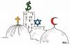 Cartoon: Die Macht des Geldes (small) by besscartoon tagged religion,weltreligionen,geld,islam,christentum,judentum,dollar,kreuz,davidstern,halbmond,bess,besscartoon