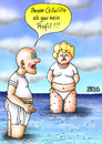 Cartoon: Cellulitis (small) by besscartoon tagged mann,frau,paar,ehe,beziehung,cellulitis,gesundheit,meer,schönheit,profil,beine,baden,bess,besscartoon