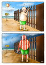 Cartoon: FKK (small) by besscartoon tagged fkk,strand,meer,sonne,sonnenbrand,neugier,fernglas,beobachten,sex,sexualität,voyuer,bess,besscartoon