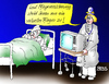Cartoon: virtueller Pfleger (small) by besscartoon tagged arzt,patient,krank,krankenhaus,pflege,pflegeversicherung,doktor,krankenversicherung,schwester,krankenschwester,fernseher,sparmaßnahmen,virtuell,bess,besscartoon