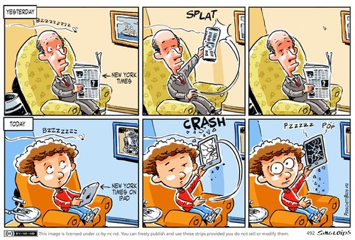 Cartoon: tablet and flies (medium) by PersichettiBros tagged newspaper,tablet,ebook,flies