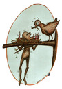 Cartoon: Hunger! (small) by Osama Salti tagged hunger humanity food bird fight eat 2009 poor tree worm