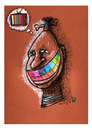 Cartoon: Media - African Face (small) by Osama Salti tagged 2010 media human african face tv colored teeth rainbow thought influence life people